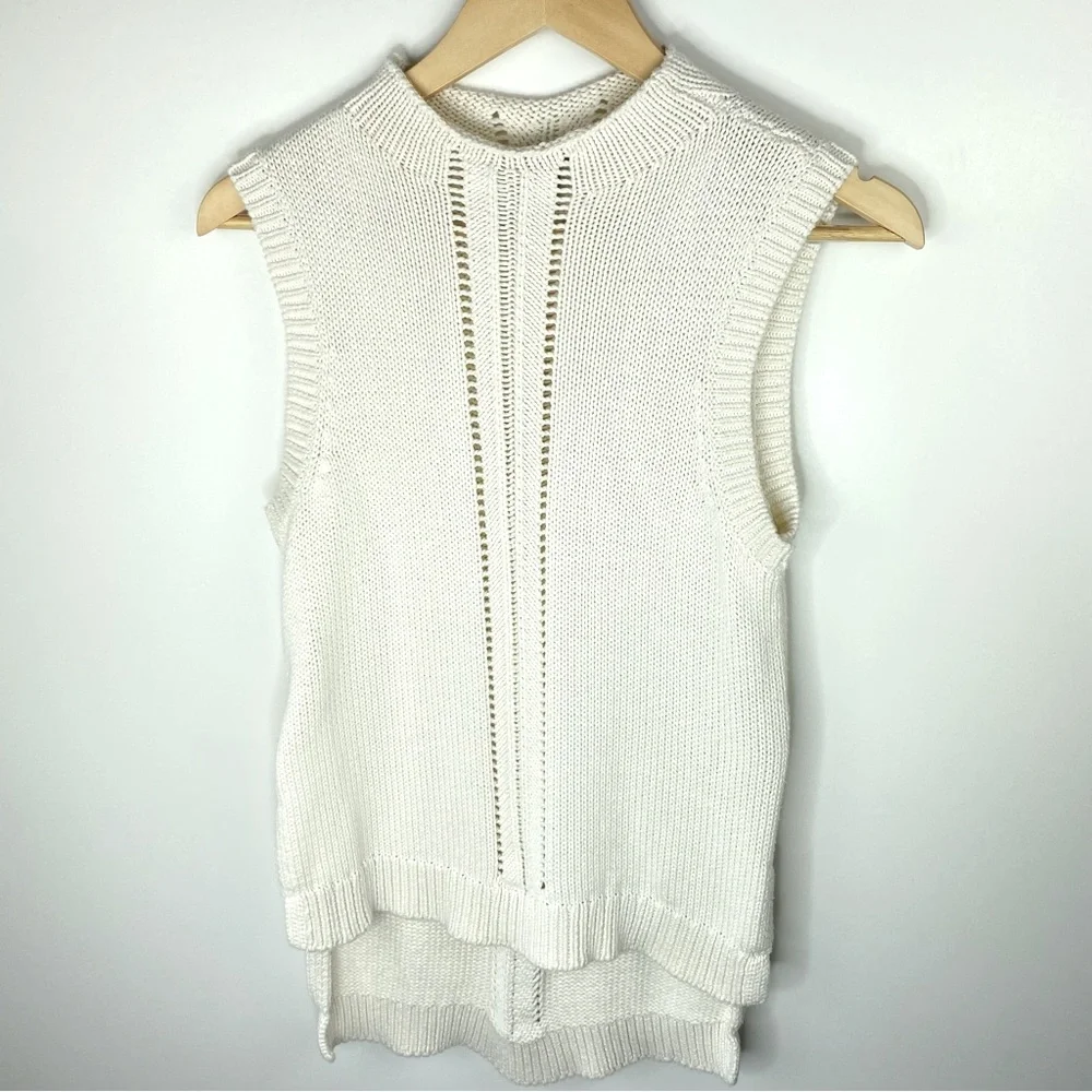 AERIE Cream Knit Sleeveless Mock Neck Sweater - Picture 1 of 7